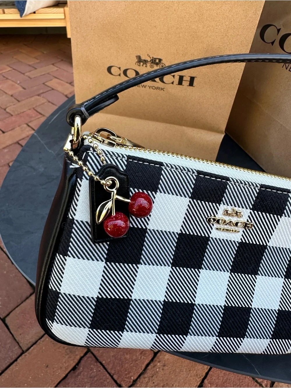 NWT Coach Nolita 19 With Gingham Print And Charm CEN01